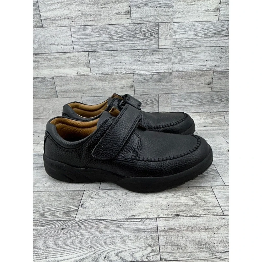 Dr. Comfort Scott Men 9.5 M Black Leather Orthopedic Hook Loop Strap Shoes 9210